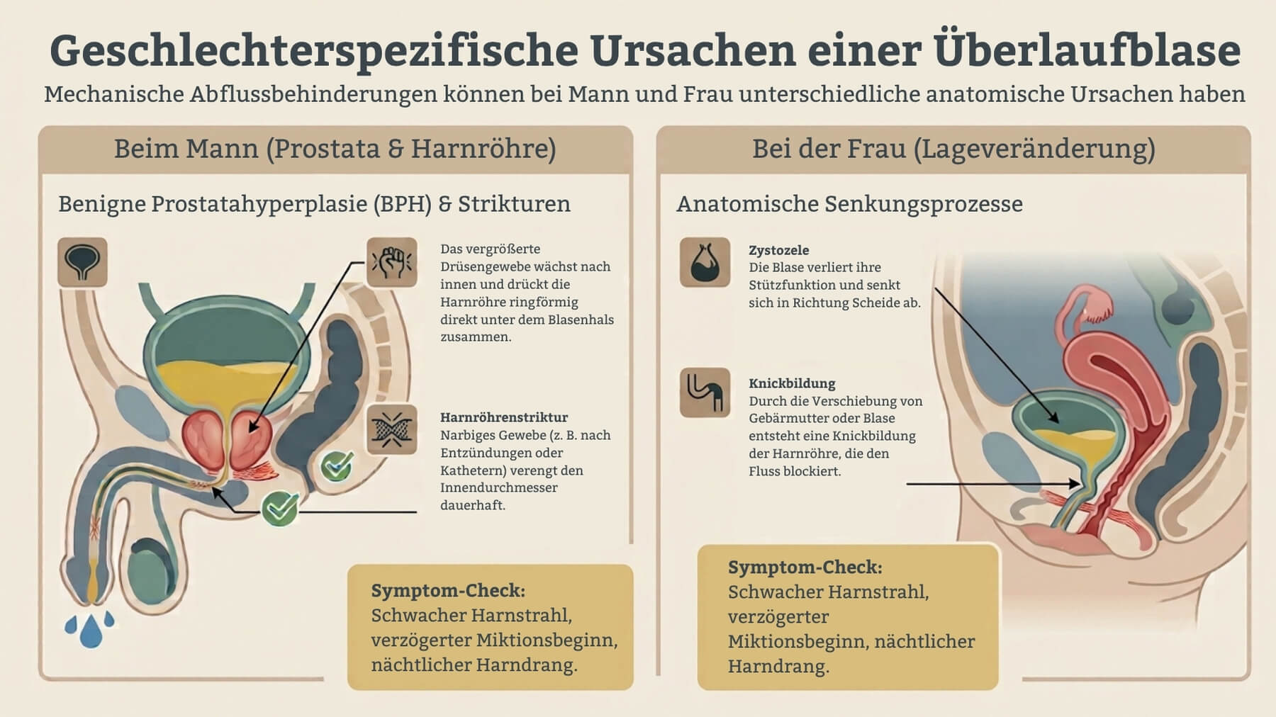 Geschlechtsspezifische Ursachen Überlaufblase