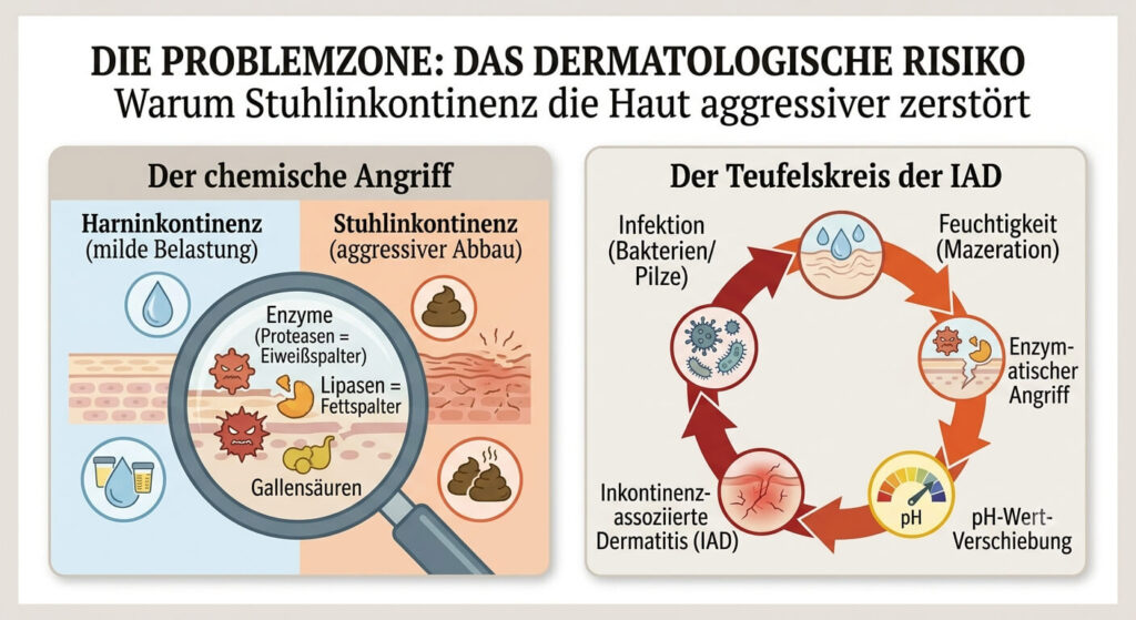 Stuhlinkontinenz, dermatologisches Risiko